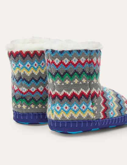Slipper Boots-Grey Fairisle
