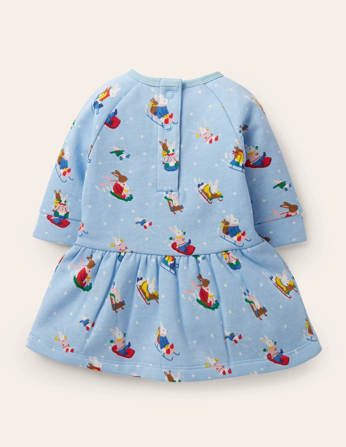 Cosy Sweatshirt Dress-Winter Sky Snow Bunnies