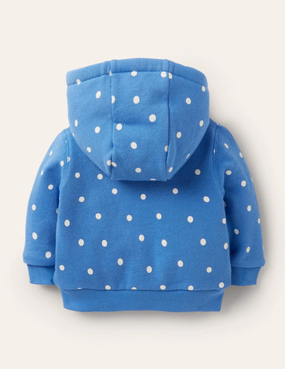 Shaggy-lined Hoodie-Elizabethan Blue Bunny Scene