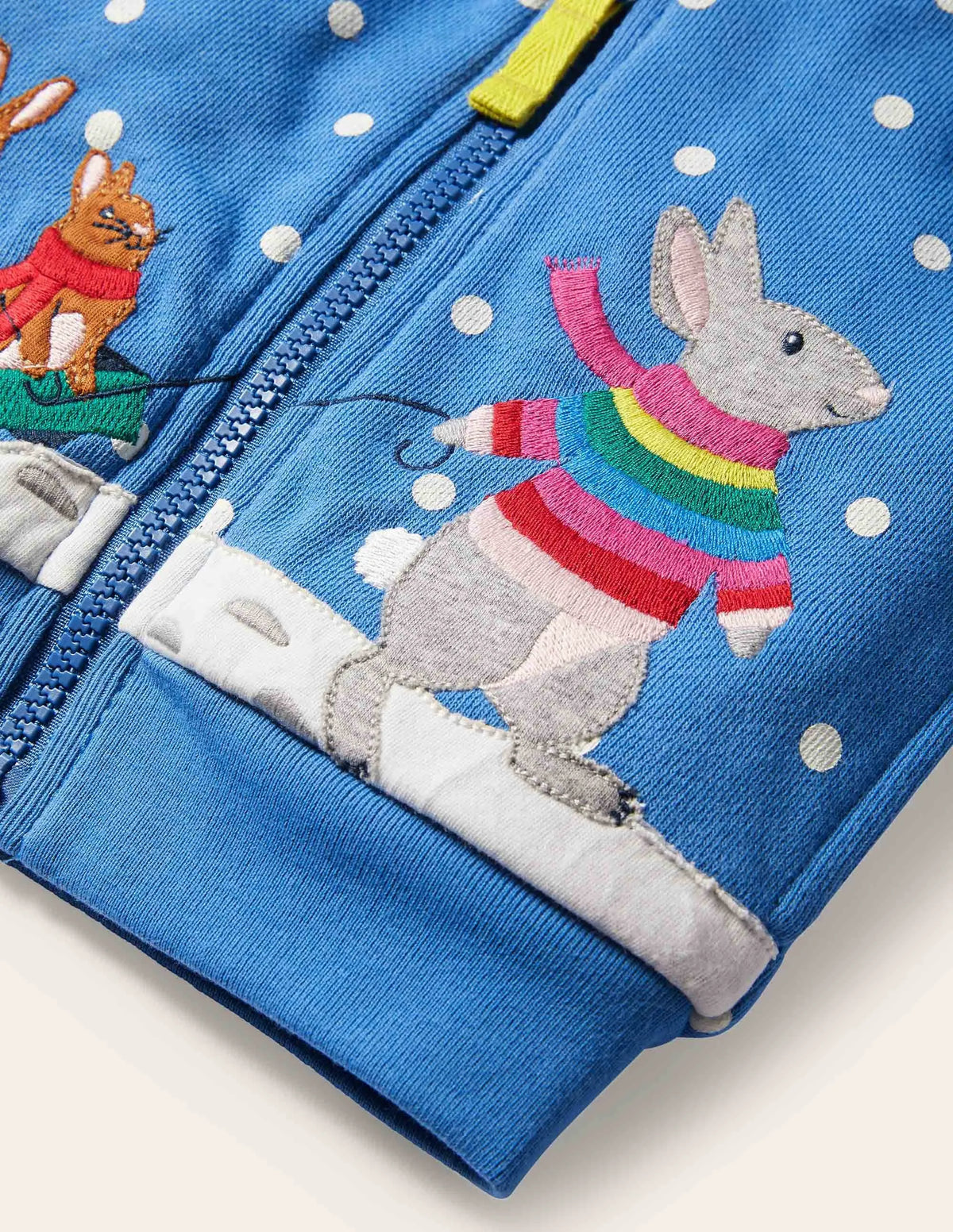 Shaggy-lined Hoodie-Elizabethan Blue Bunny Scene