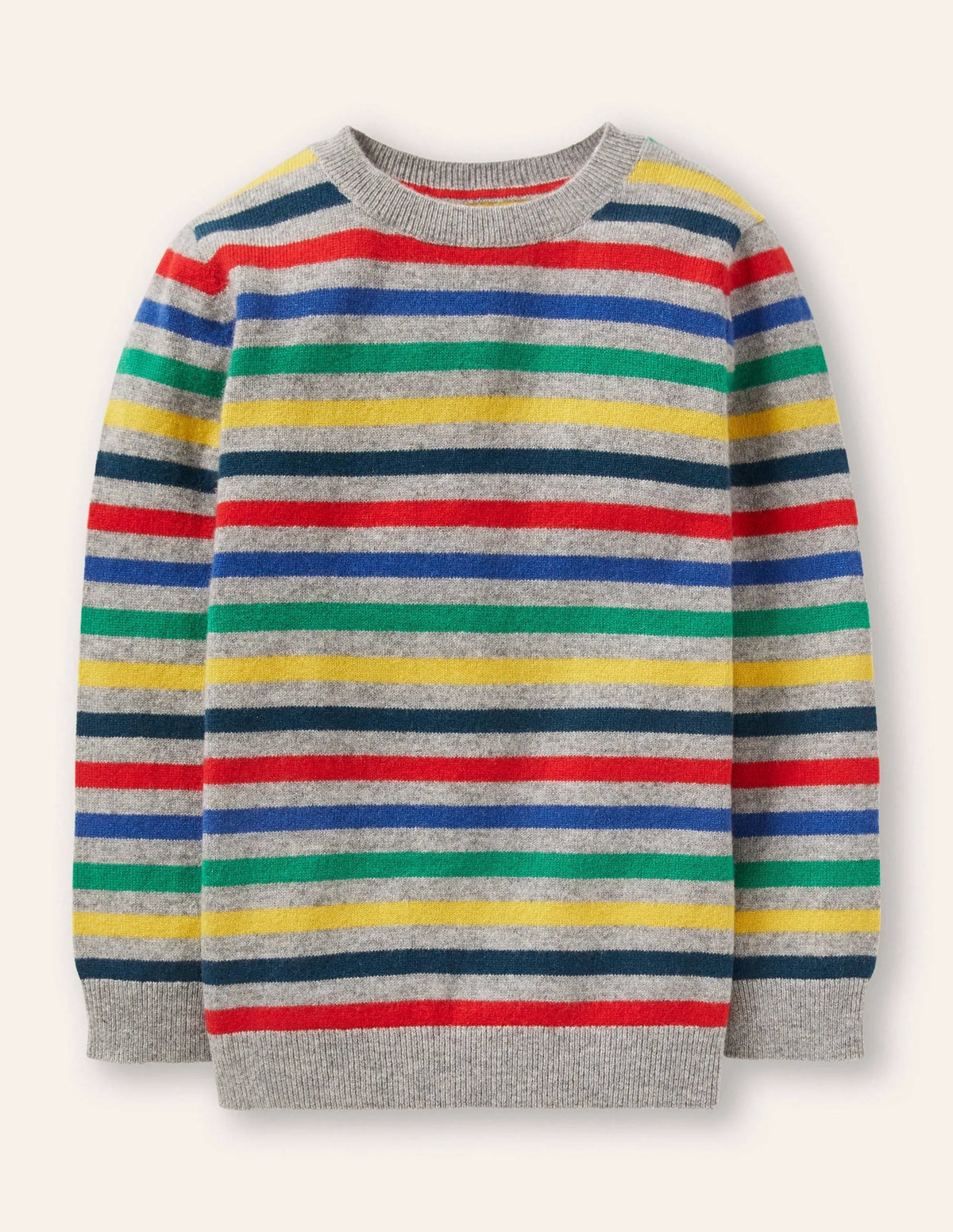 Cashmere Crew Sweater-Grey Marl/Rainbow