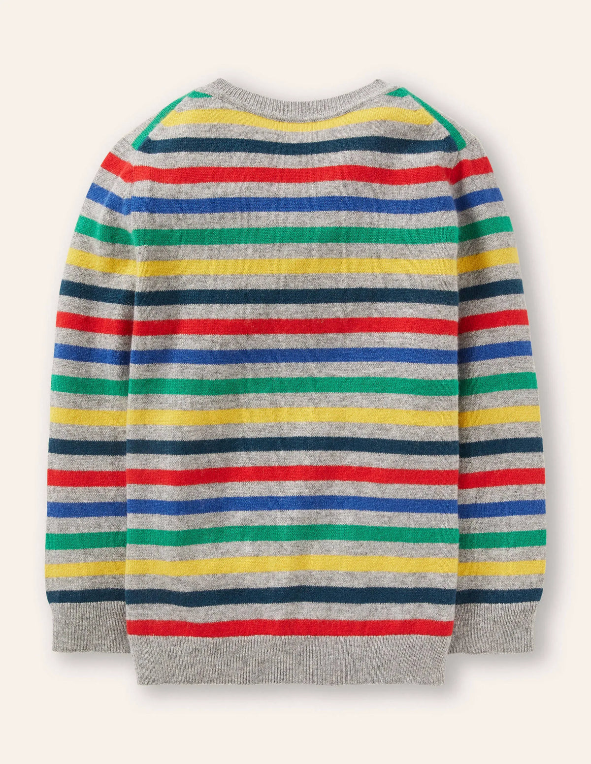 Cashmere Crew Sweater-Grey Marl/Rainbow