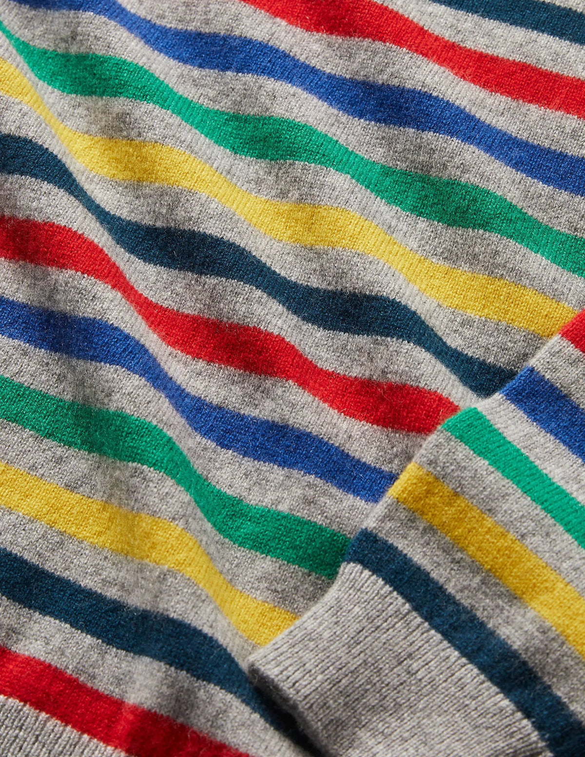 Cashmere Crew Sweater-Grey Marl/Rainbow