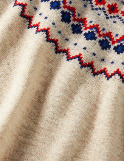 Cashmere Crew Sweater-Oatmeal Marl Fair Isle