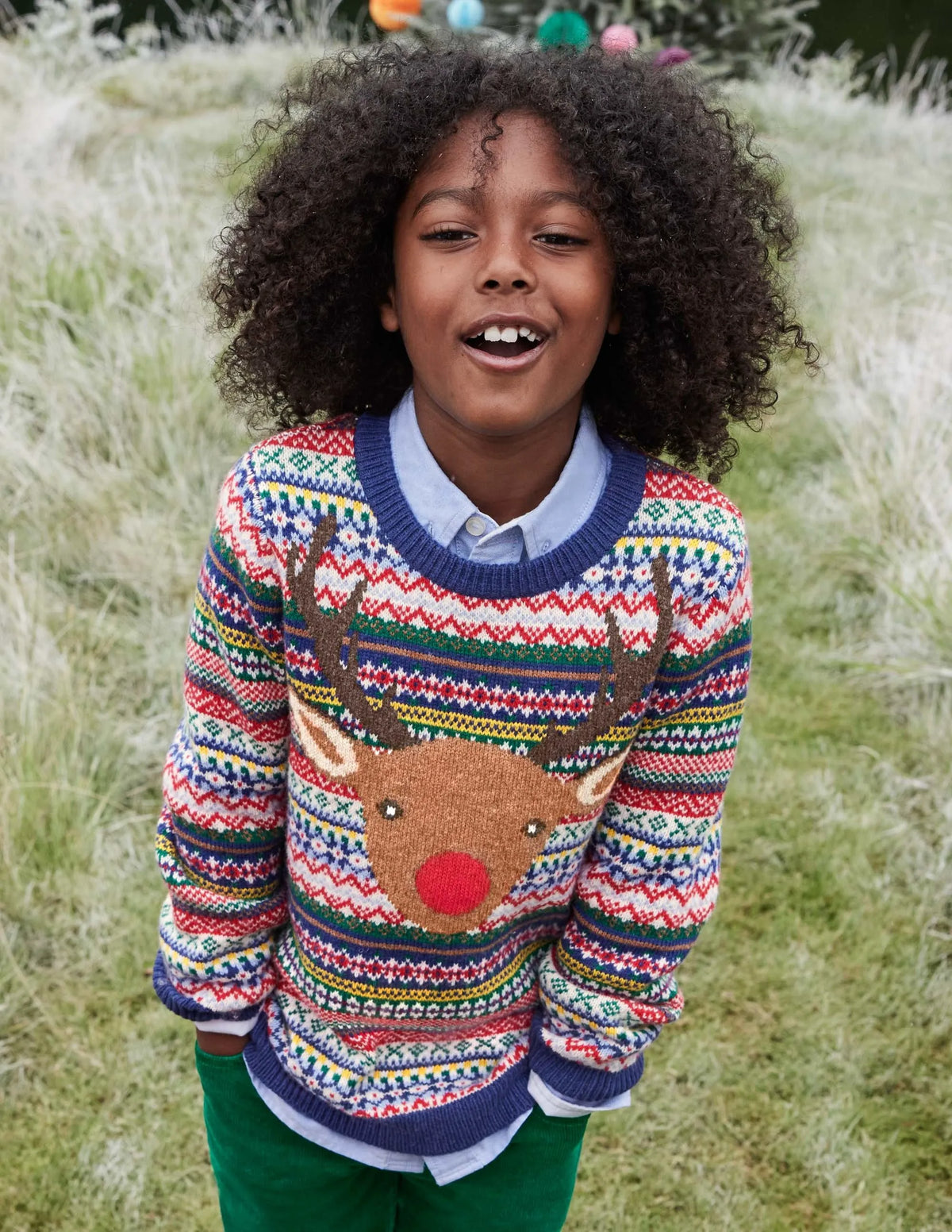 Fair Isle Reindeer Sweater-Muti Navy Rudolph