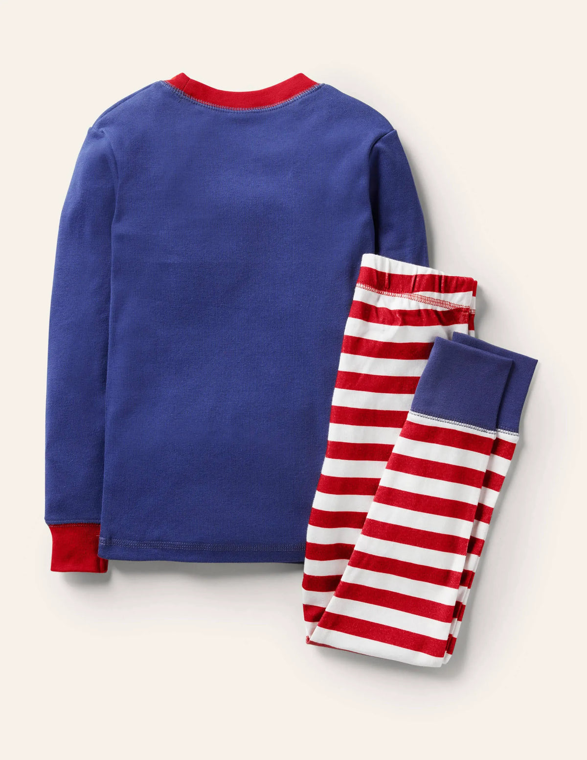 Cosy Appliqué Long Pajamas-Starboard Blue Santa