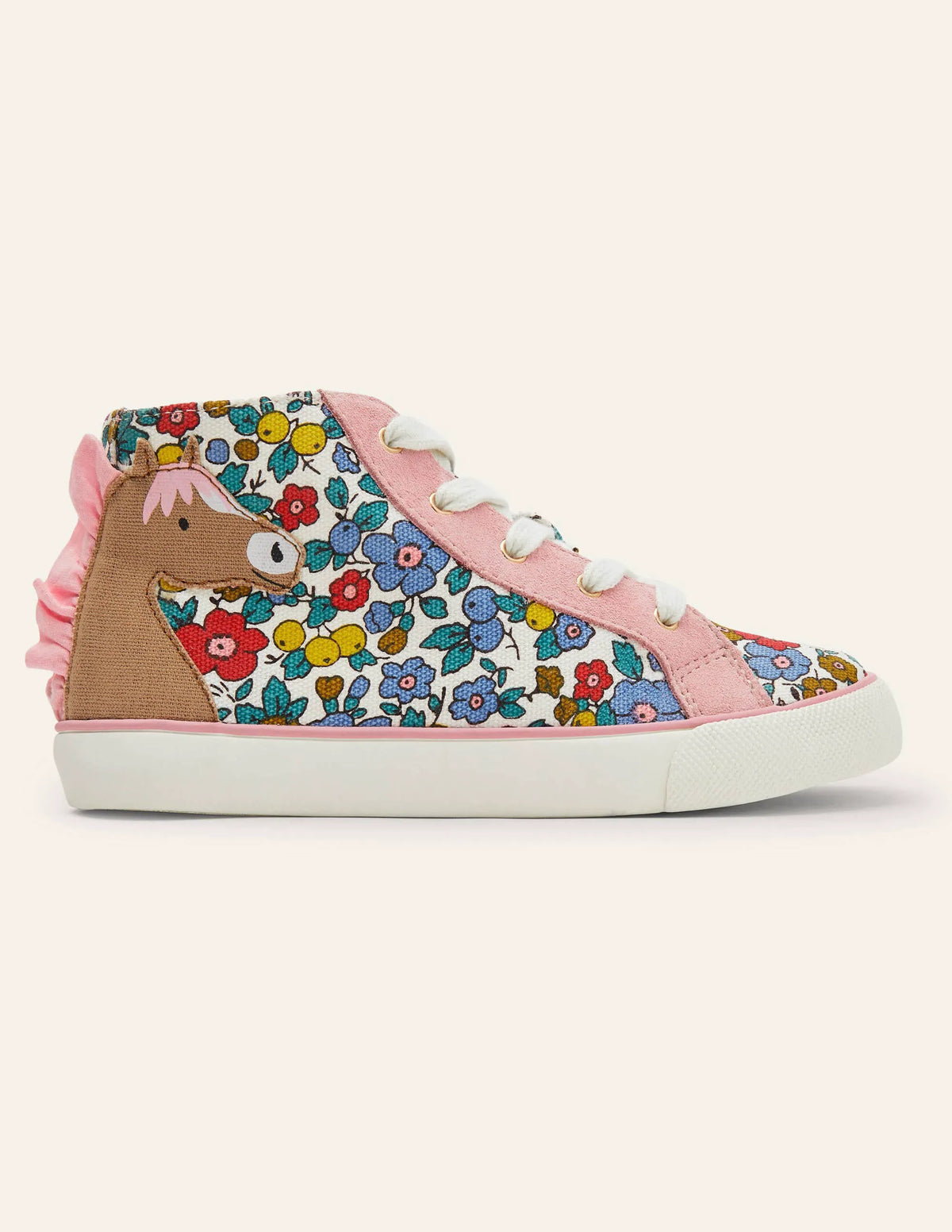 Fun Novelty High Top Sneakers-Multi Floral Horse
