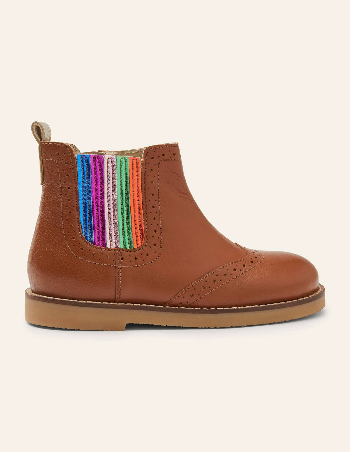 Leather Chelsea Boots-Tan Rainbow
