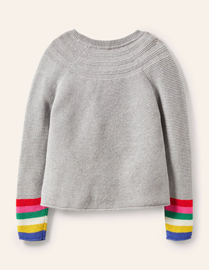 Cotton Cashmere Mix Cardigan-Grey Marl Rainbow