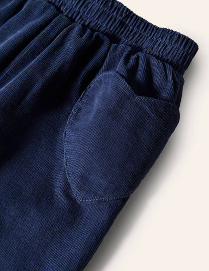 Lined Pull-on Cord Pants-College Navy