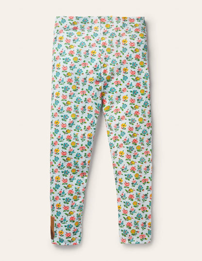 Fun Appliqué Leggings-Provence Blue Floral Guineas