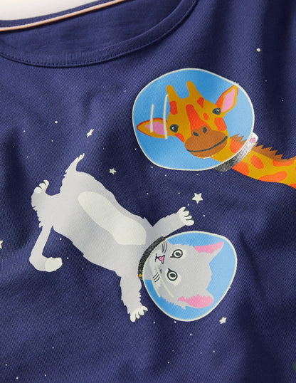 Glow-in-the-dark Logo T-shirt-Starboard Blue Space Animals