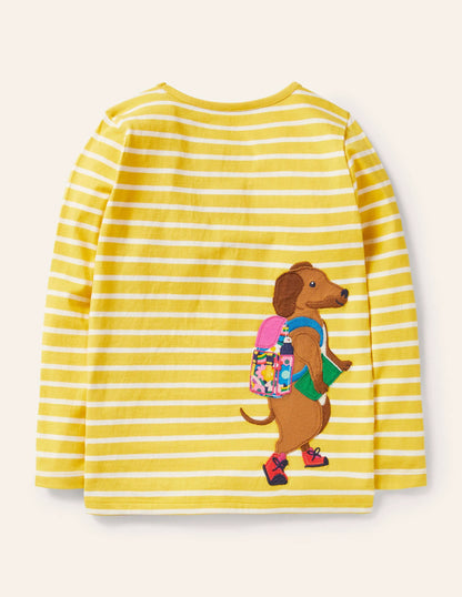 Front & Back T-shirt-Yellow/ Ivory Animals