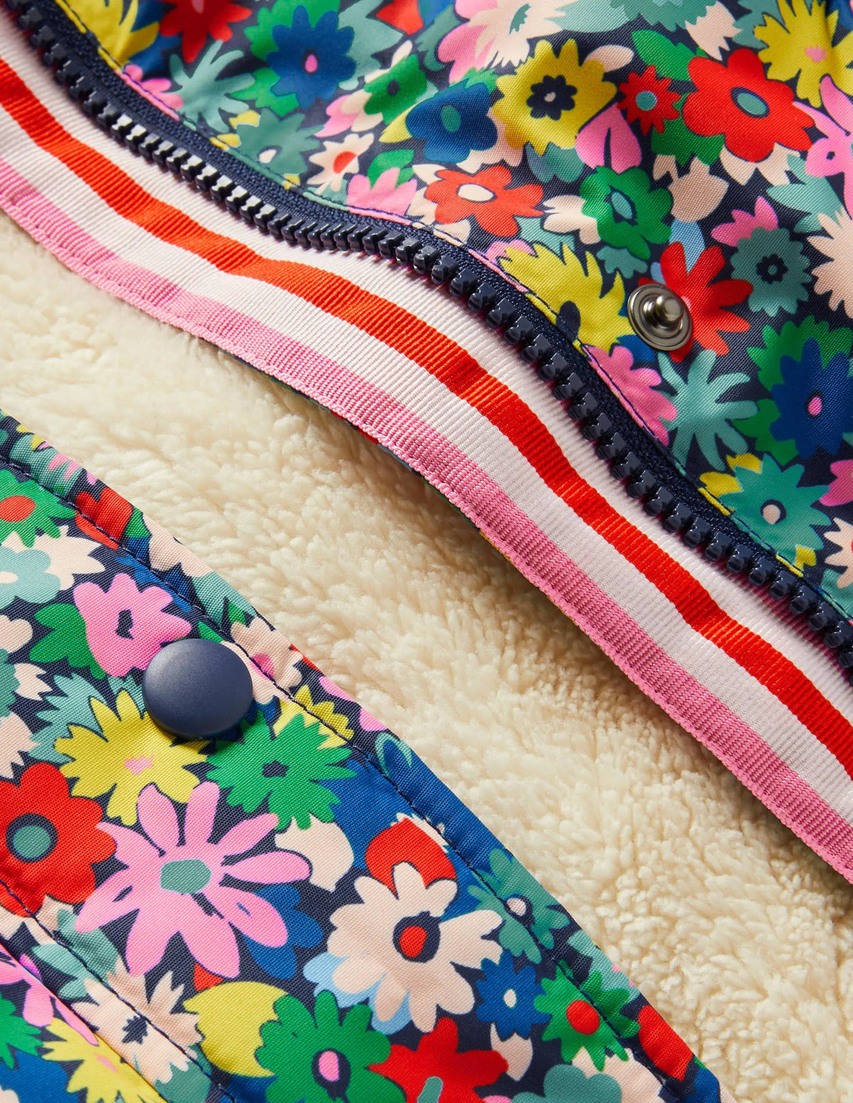 Sherpa Lined Anorak-Multi Paintbox Floral