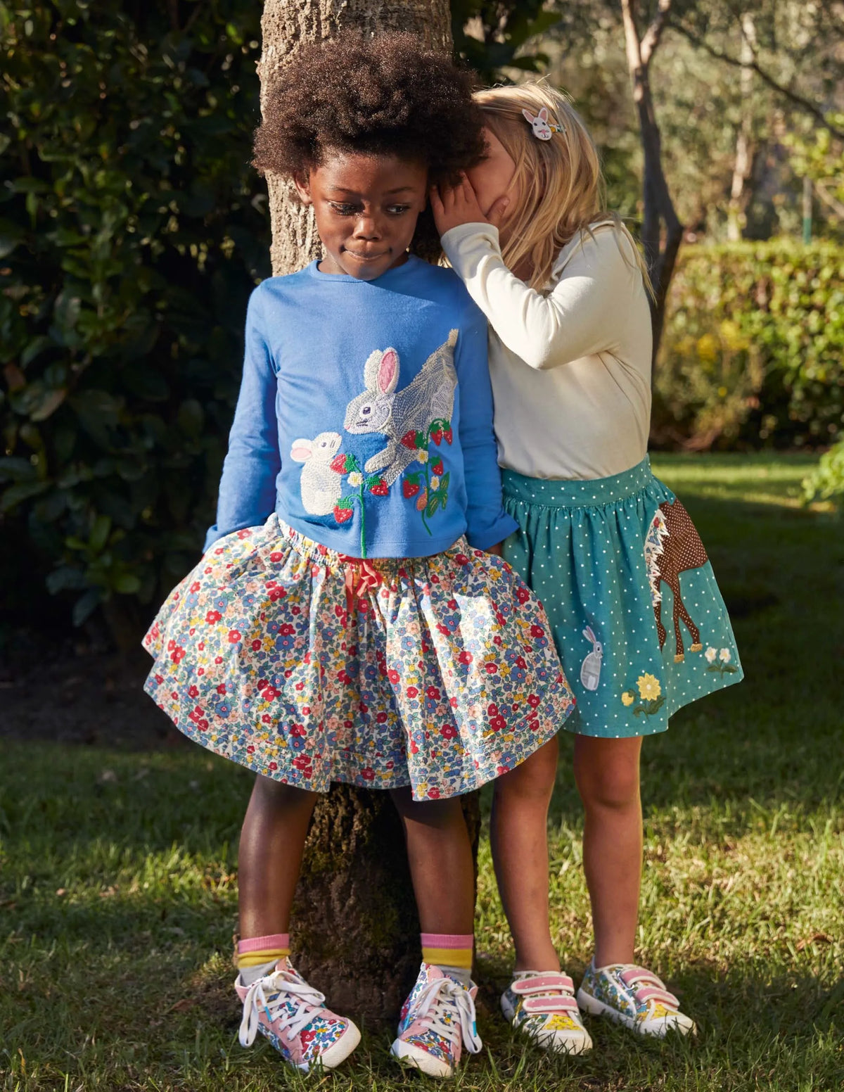 Cord Appliqué Skirt-Brook Blue Horse Scene