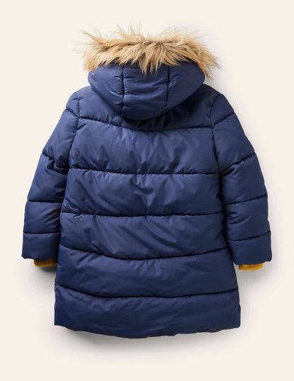 Longline Padded Jacket-College Navy