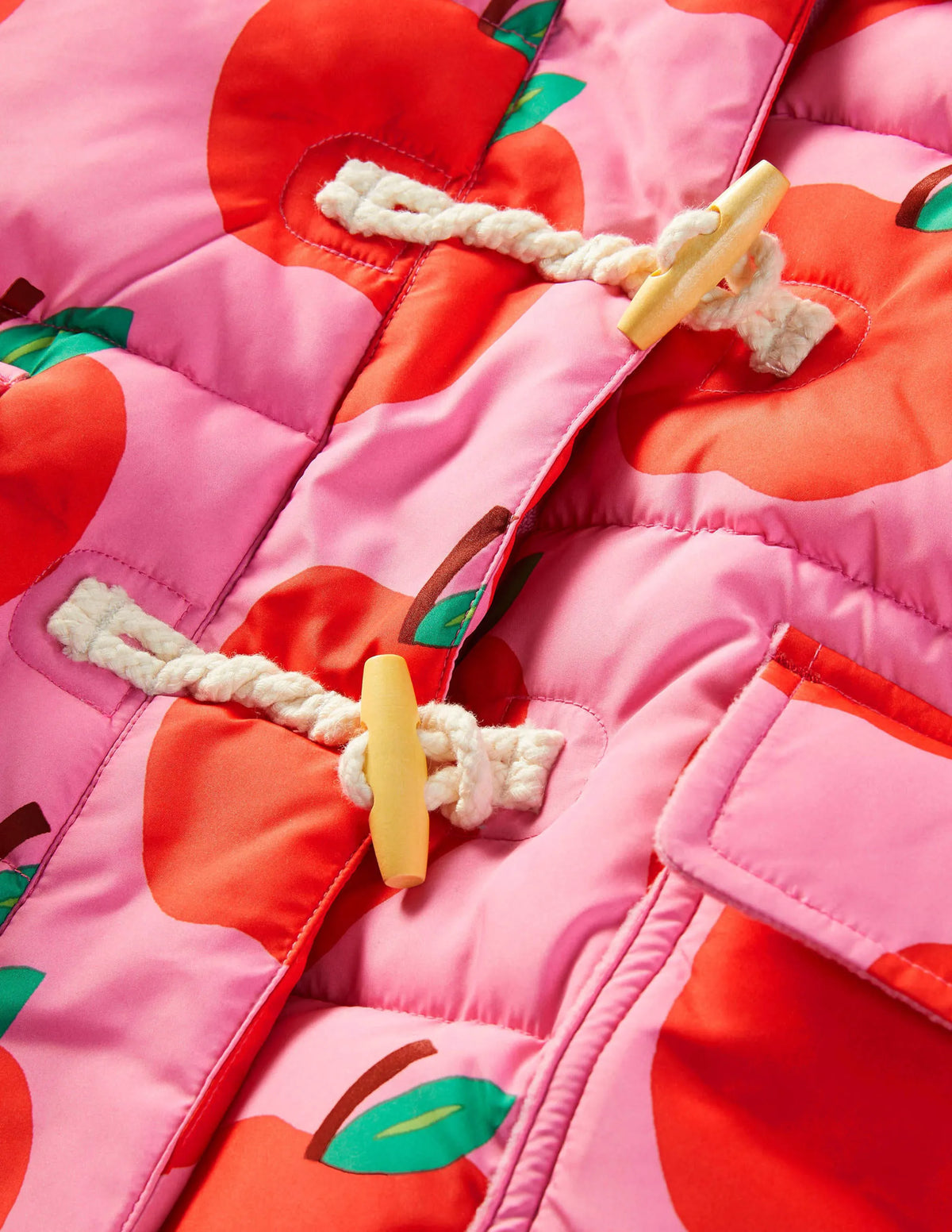 Longline Padded Jacket-Bright Pink Petal Apples