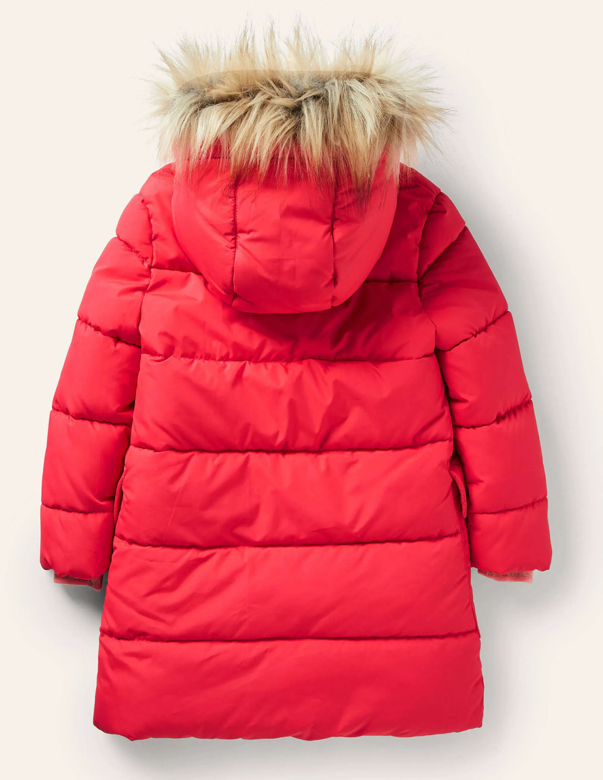 Longline Padded Jacket-Rockabilly Red