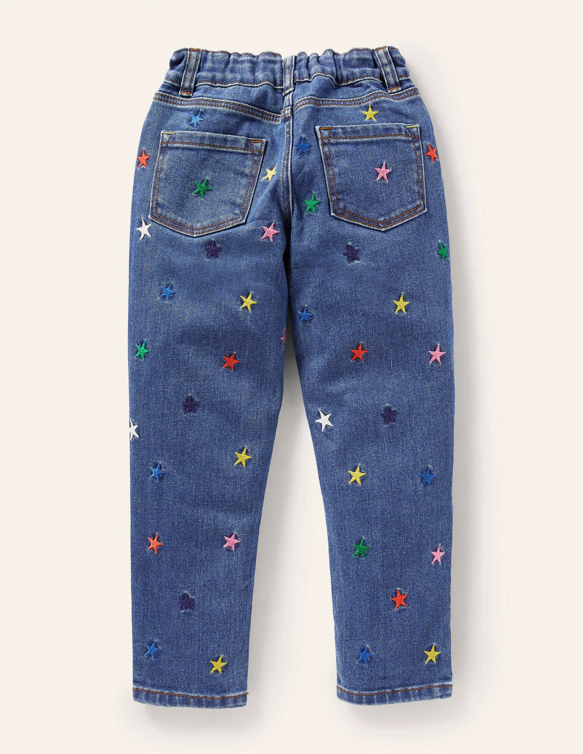 Girlfriend Jeans-Mid Vintage Embroidered Stars