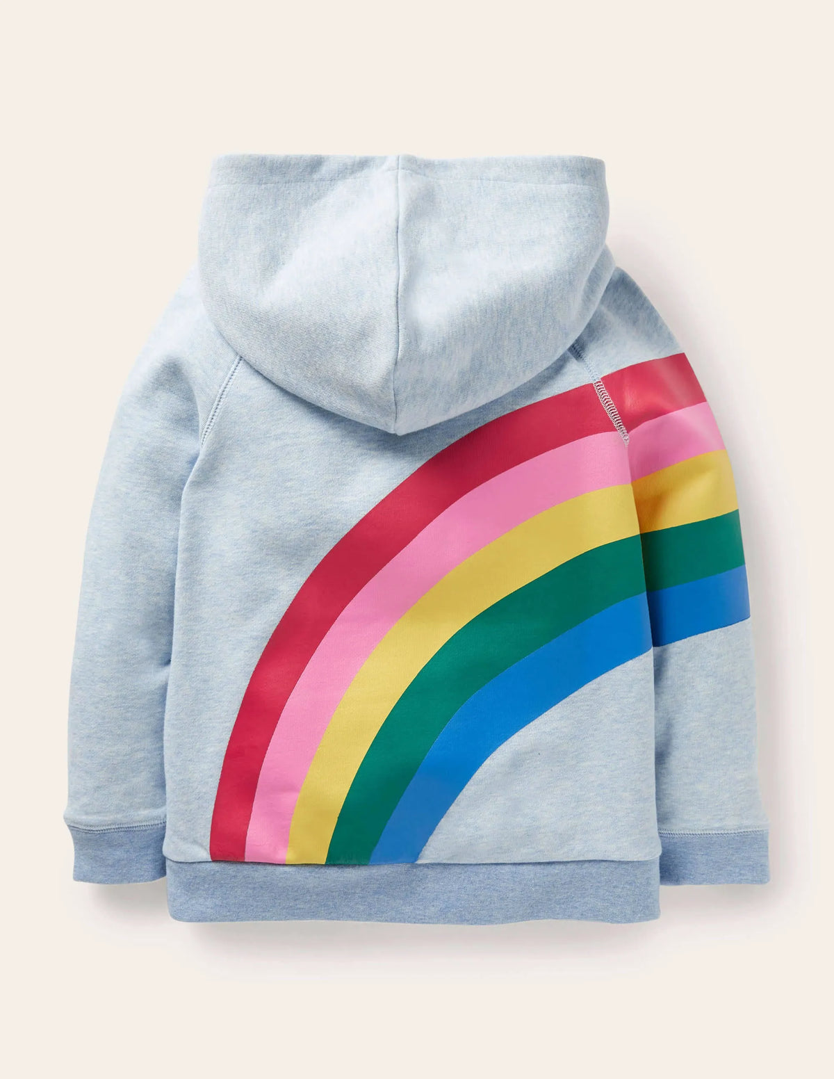 Appliqué Hoodie-Light Blue Marl Rainbow