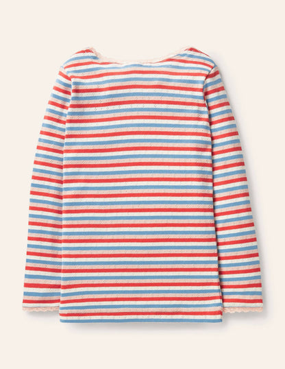 Supersoft Pointelle T-shirt-Surfboard Blue/ Rosehip Pink