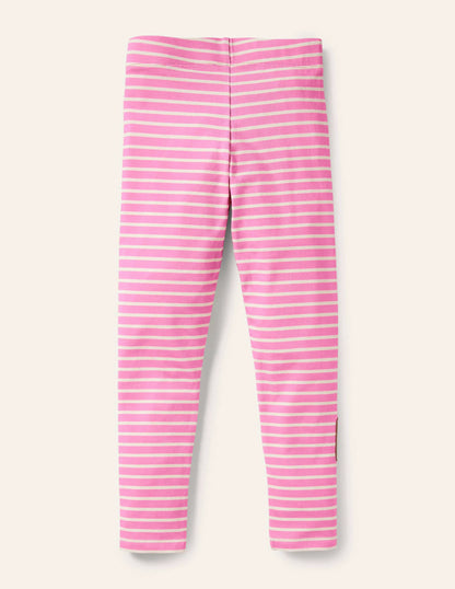 Fun Appliqué Leggings-Bright Petal Pink/Ivory Horses
