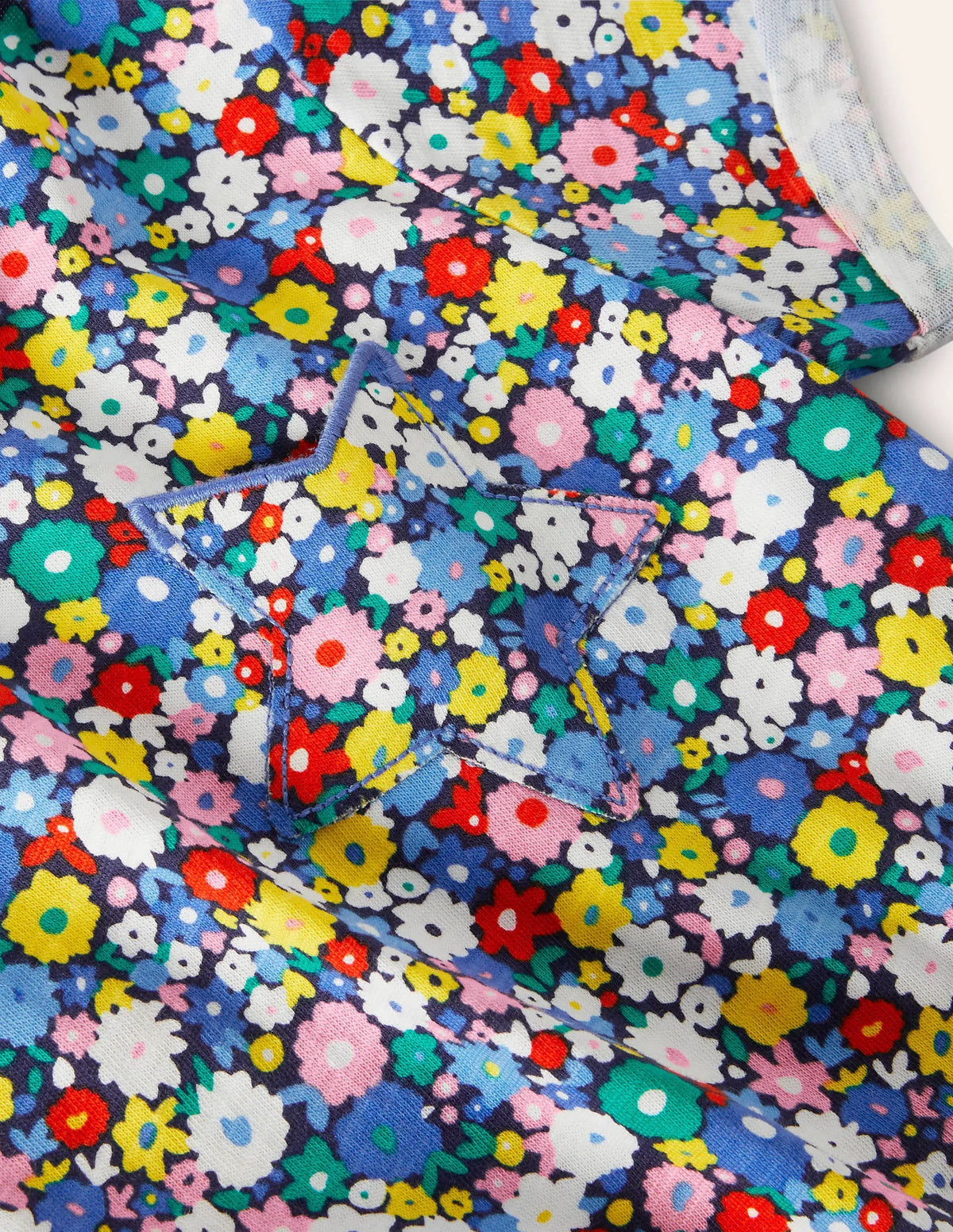 Star Pocket Slub T-shirt-Elizabethan Blue Flowerpatch