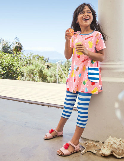 Fun Cropped Leggings-Elizabethan Blue/ Ivory