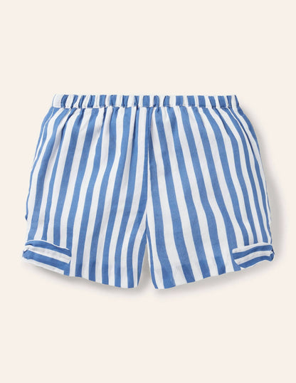 Tie hem shorts-Elizabethan Blue/ White