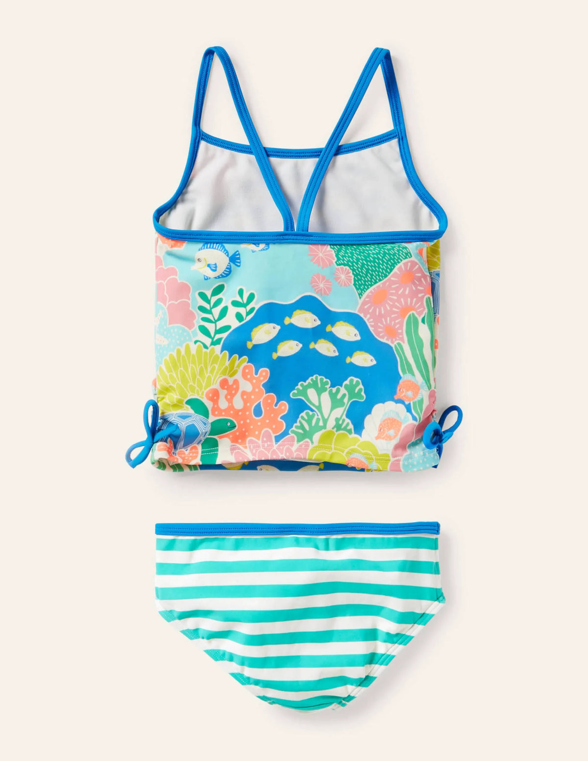 Ruched Tankini Set-Multi Coral Reef
