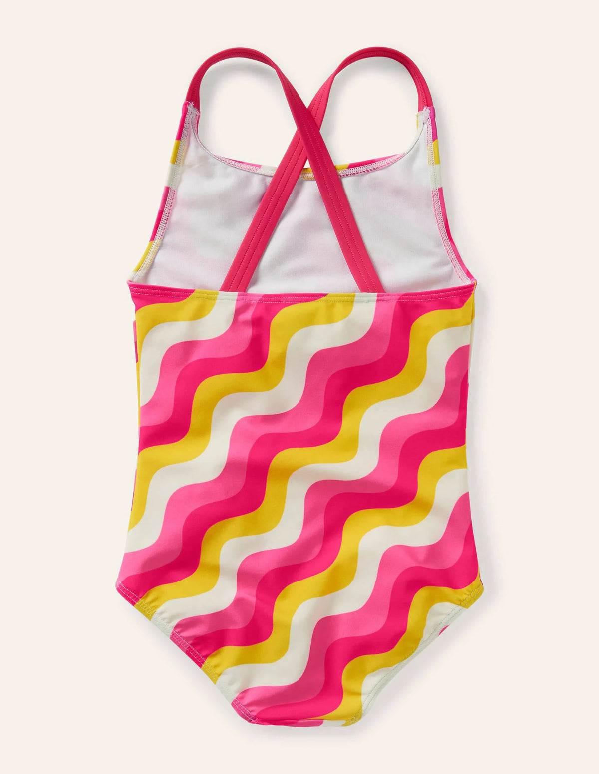 Cross-back Printed Swimsuit-Party Pink Wave