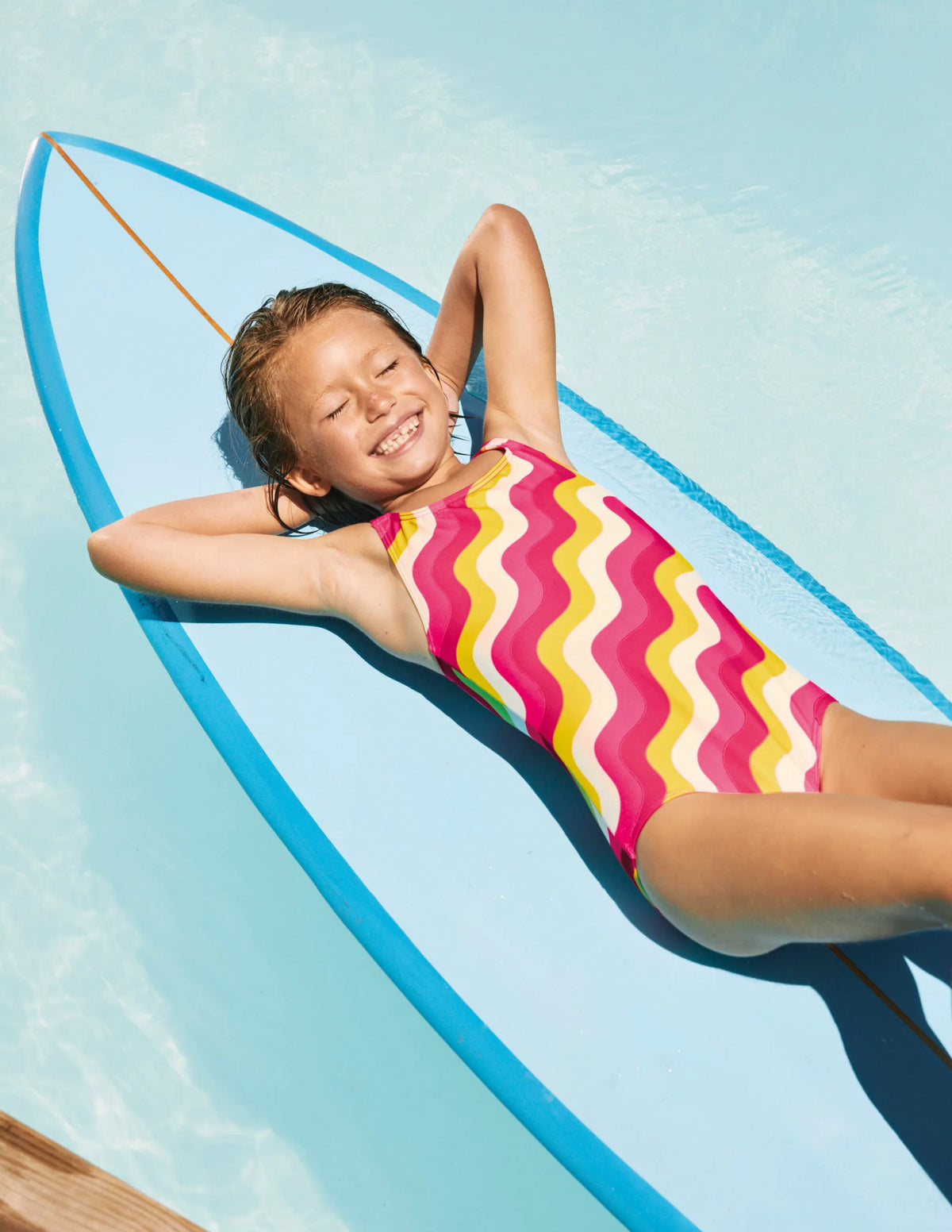 Cross-back Printed Swimsuit-Party Pink Wave