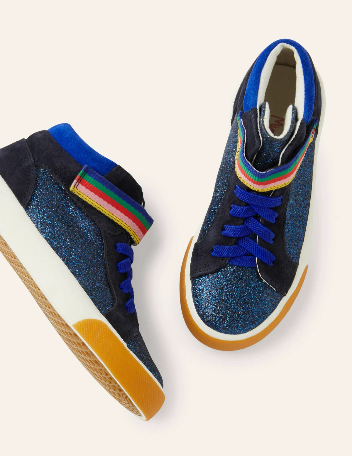 Glitter Elastic Lace High Tops-Brilliant Blue Sparkle