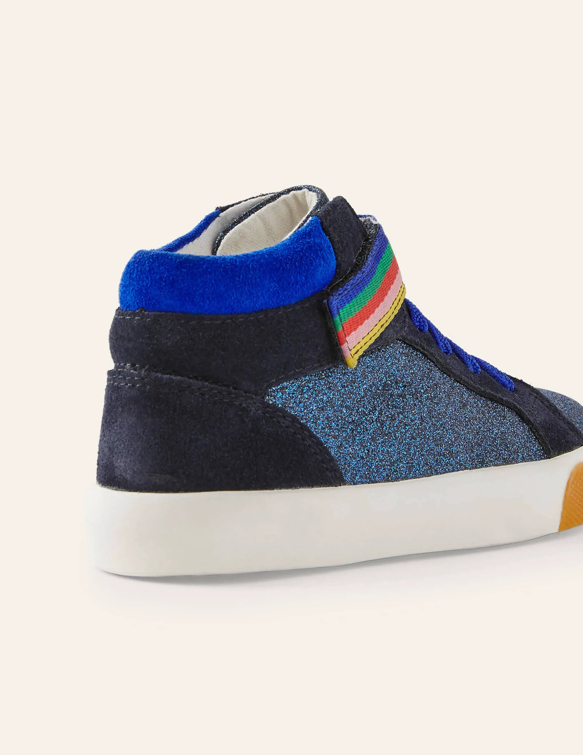 Glitter Elastic Lace High Tops-Brilliant Blue Sparkle