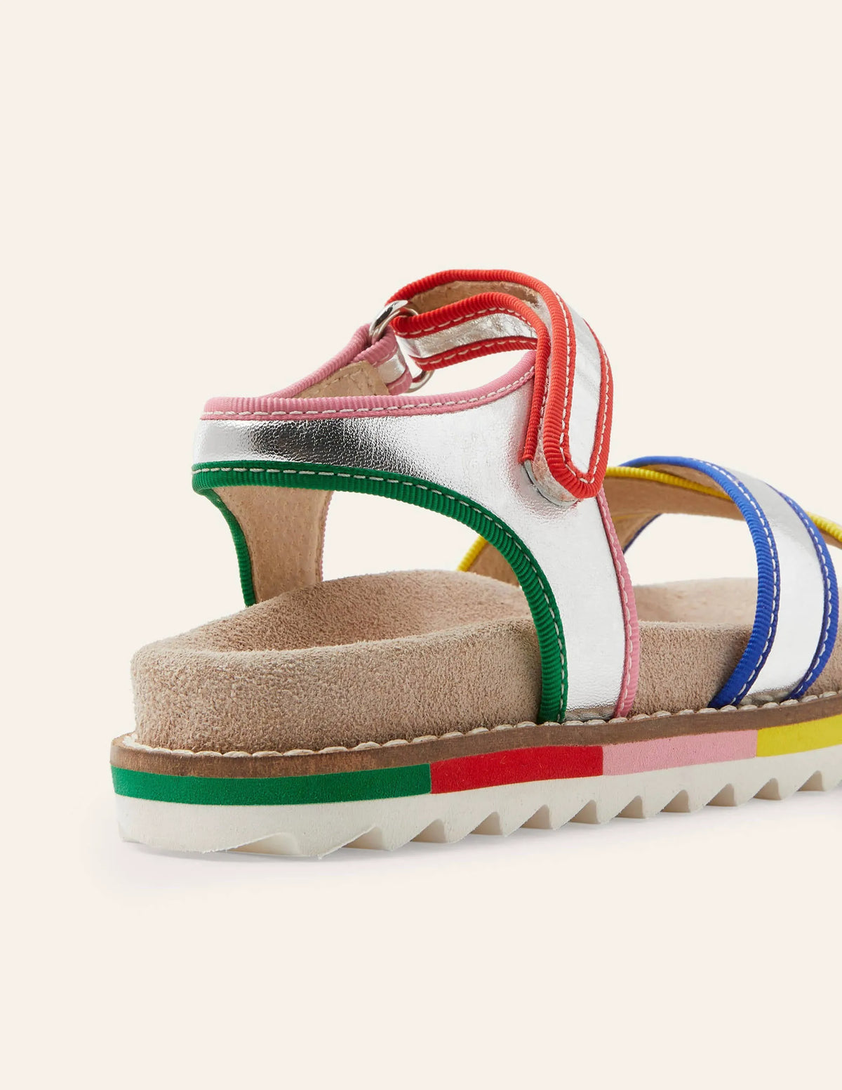 Metallic Rainbow Sandals-Silver Metallic