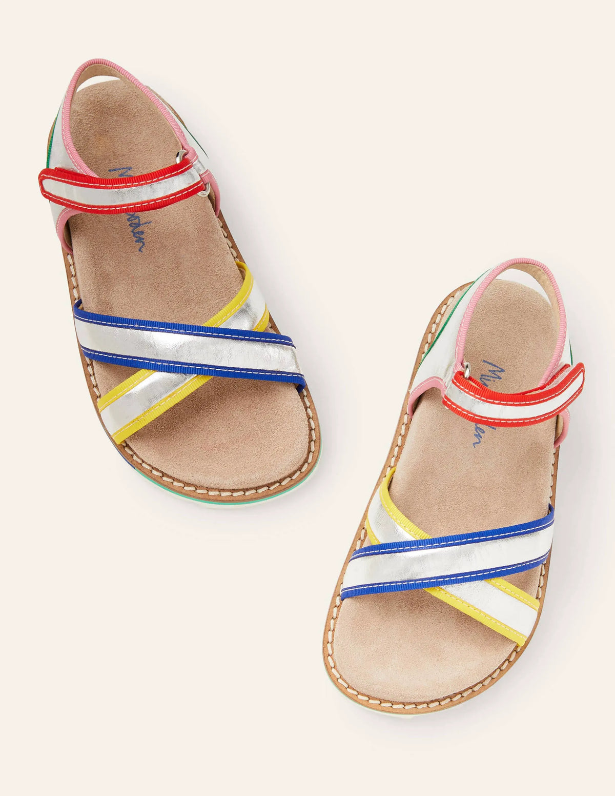Metallic Rainbow Sandals-Silver Metallic