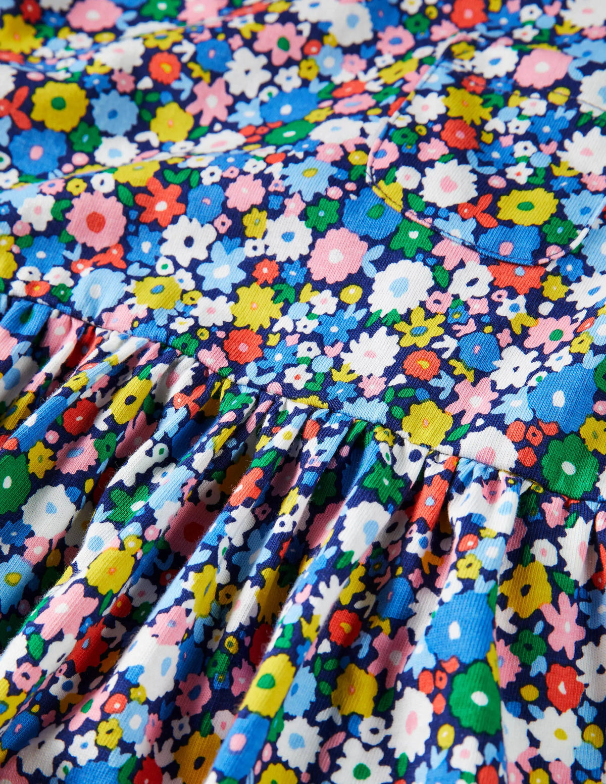 Short Sleeve Fun Jersey Dress-Elizabethan Blue Flowerpatch