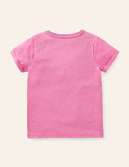 Star Pocket Slub T-shirt-Plum Blossom Pink
