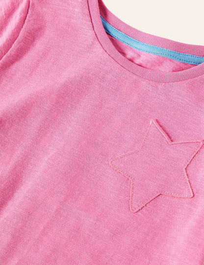 Star Pocket Slub T-shirt-Plum Blossom Pink