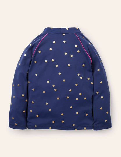 Long-sleeved Rash Guard-Deep Sea Blue Foil Spot