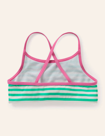 Patterned Bikini Top-Light Green/ Ivory
