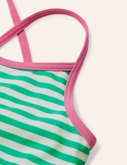 Patterned Bikini Top-Light Green/ Ivory