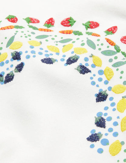 Embroidered Rainbow T-shirt-Ivory Vegetable Rainbow
