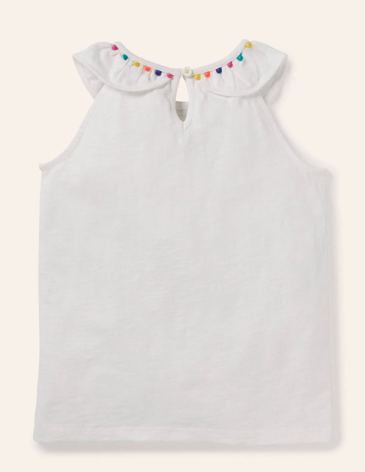 Charlie Pom Jersey Tank-White