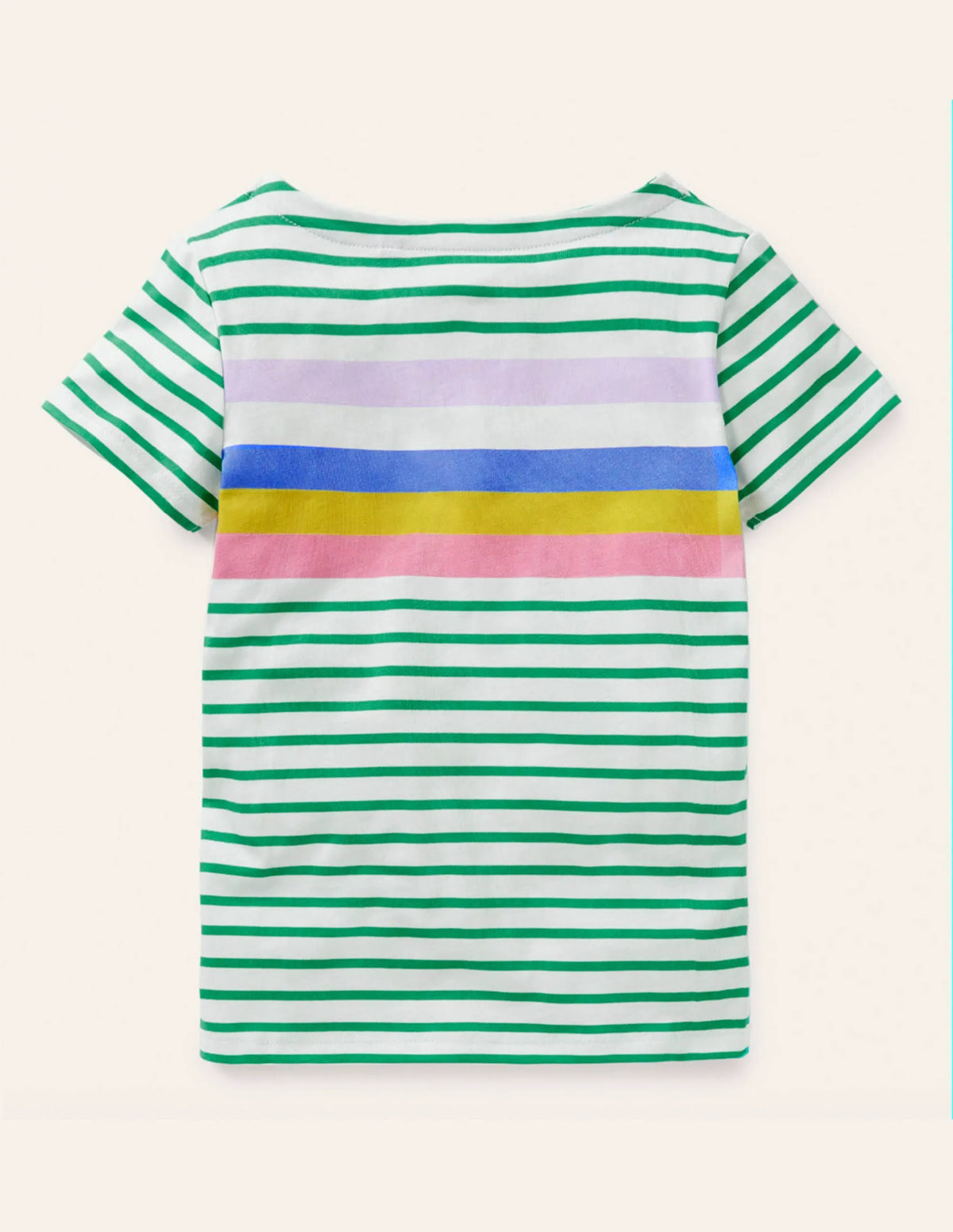 Short-sleeved Breton-Sapling Green/ Lilac Rainbow