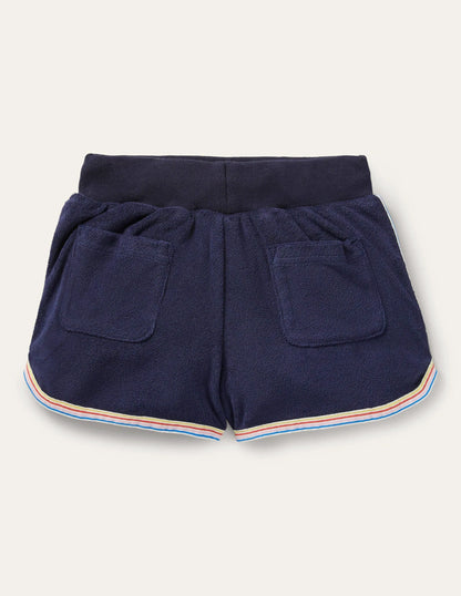 Retro Towelling Shorts-College Navy