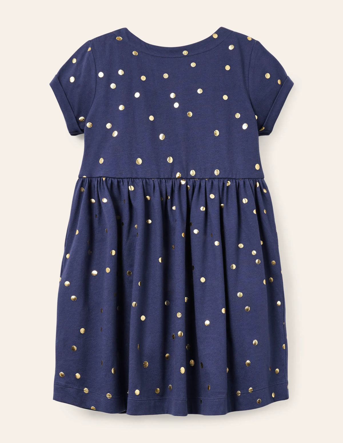 Short Sleeve Fun Jersey Dress-Starboard Blue Gold Spot