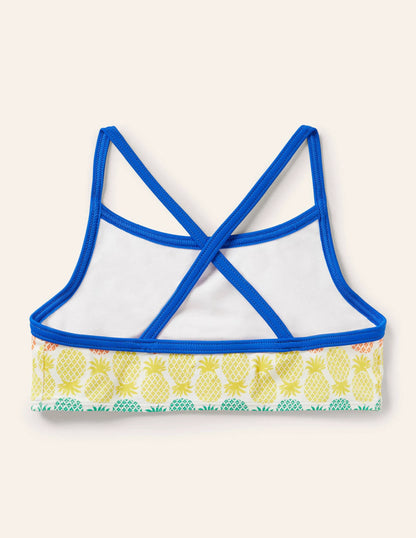 Patterned Bikini Top-Multi Rainbow Pineapple Geo