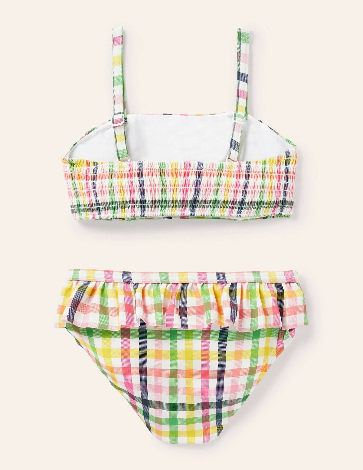 Nostalgic Smocked Bikini-Multi Rainbow Gingham
