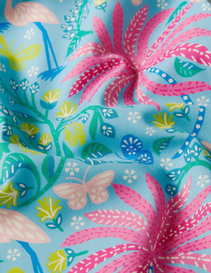 Off-Shoulder Swimsuit-Aqua Blue Tropical Charm